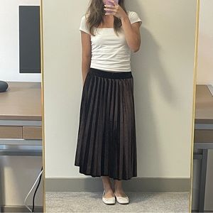 velvet pleated midi skirt